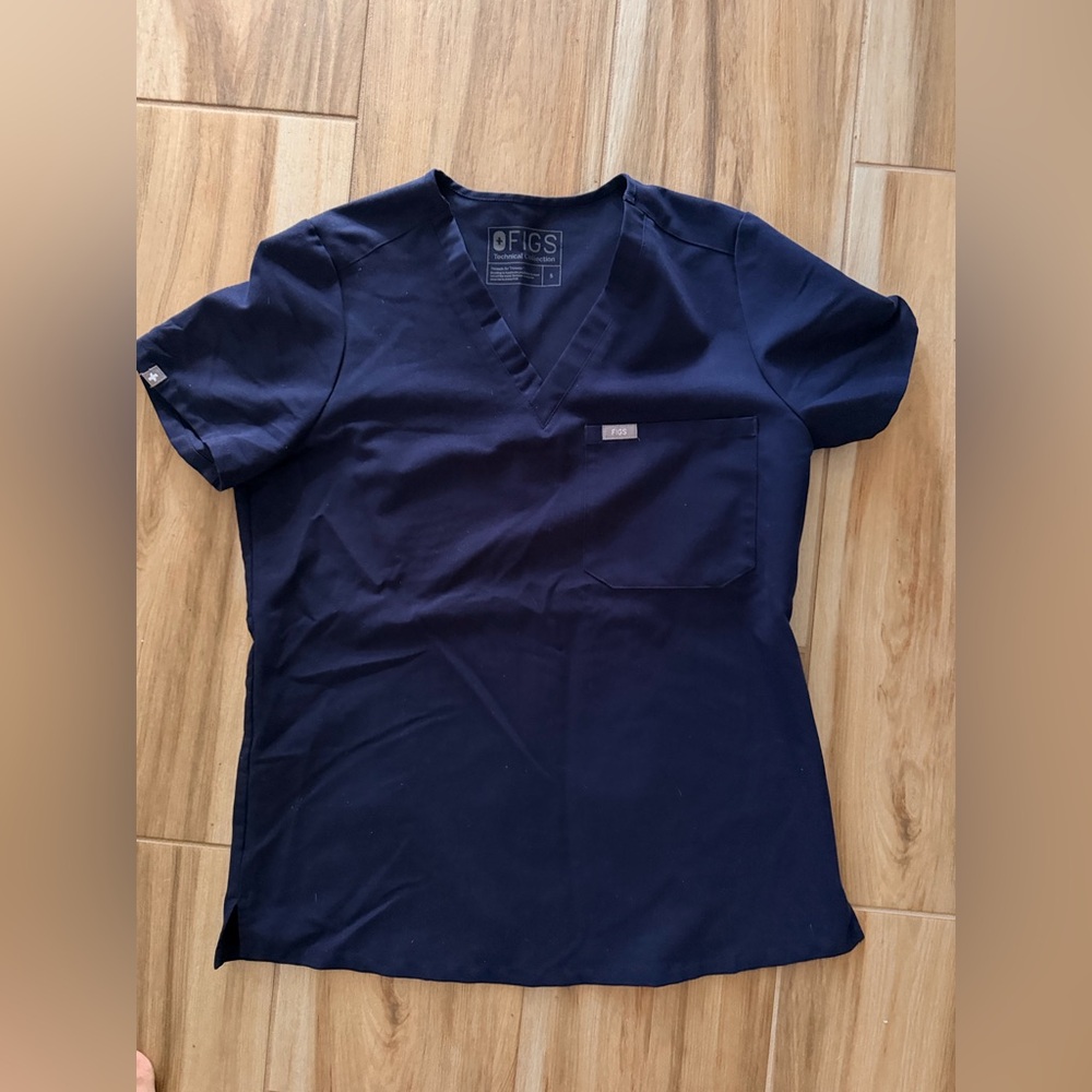 Figs Deep Blue V-Neck Scrub Top